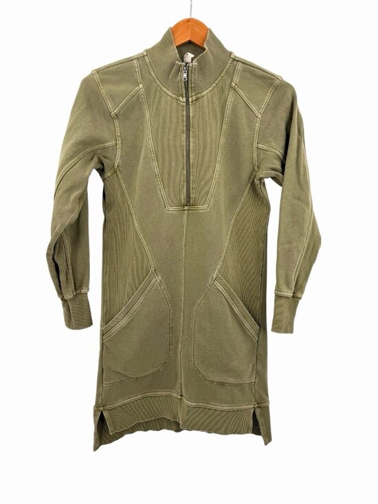 Daily Practice Dresses & Skirts - DAILY PRACTICE Women's Olive Green 1/4 Zip Sweatshirt Dress XXS
